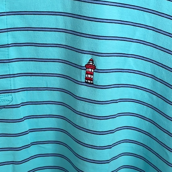 Peter Millar “Seaside Wash” 3 Button Short sleeve- Blue with Navy pin stripe-XL - Picture 3 of 12